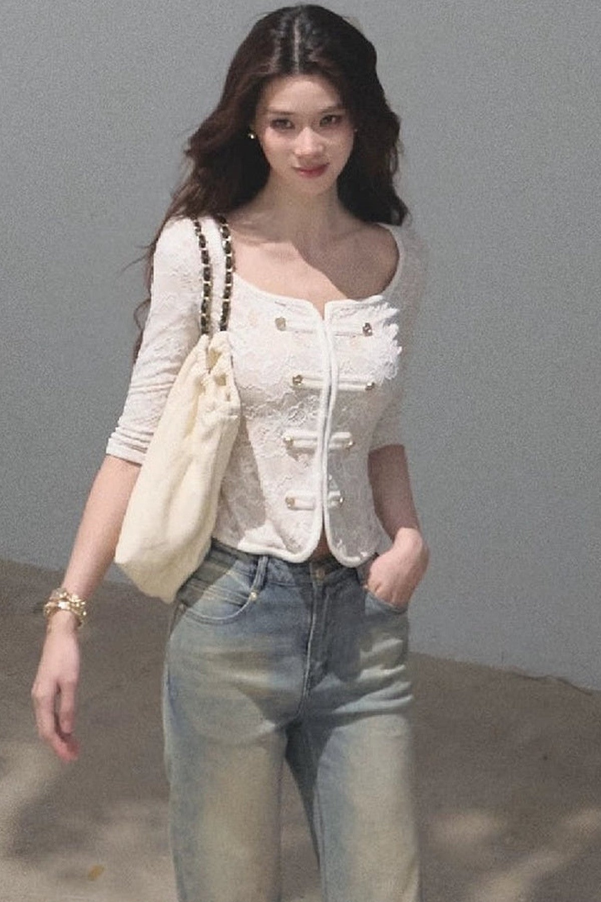 Napoleon Style Lace Knit Top