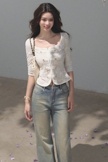 Napoleon Style Lace Knit Top