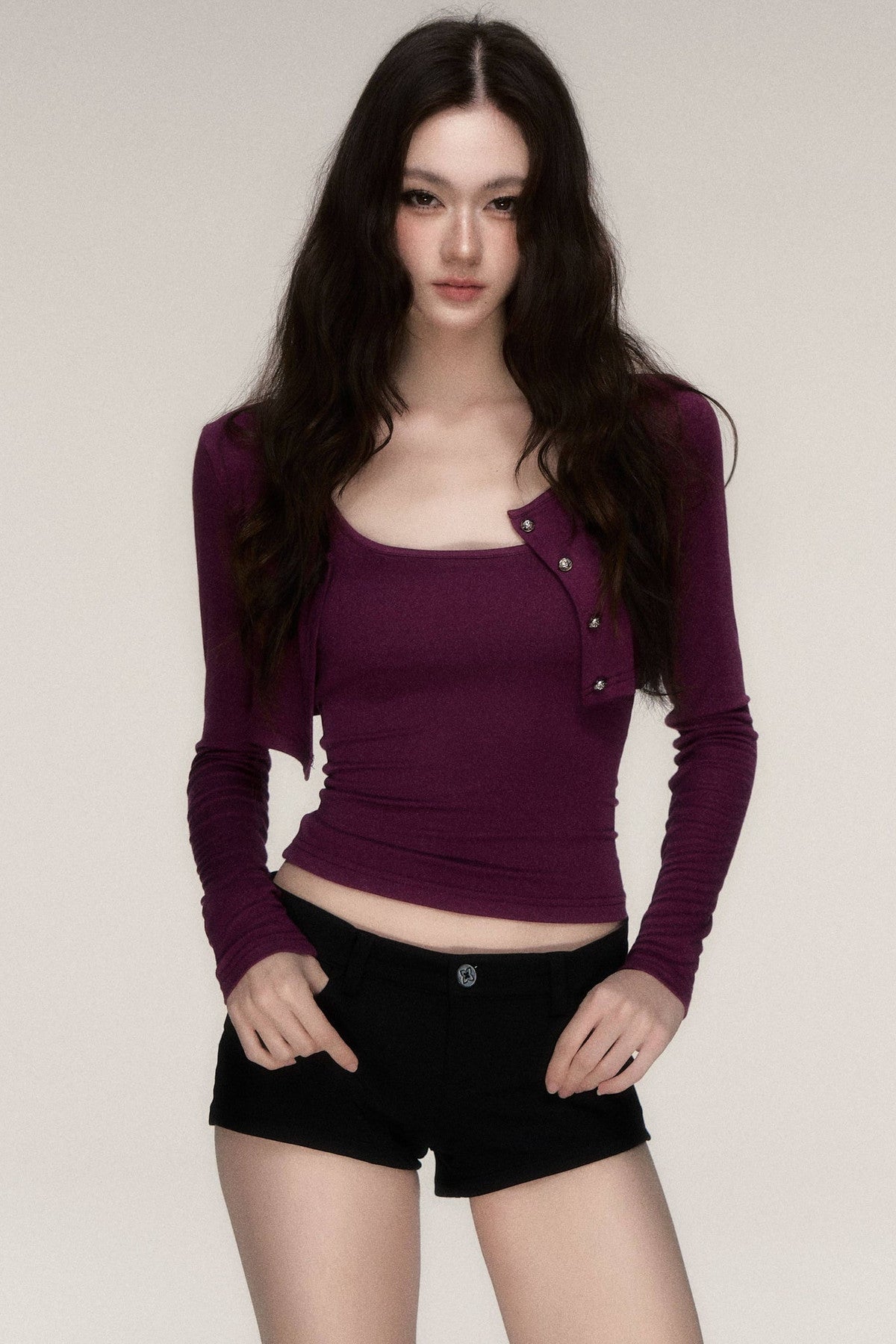 Long-Sleeved Top and Camisole Set