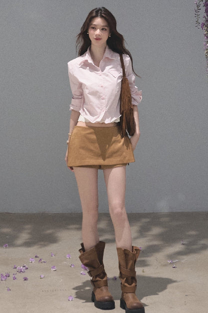 Maillard Retro Suede Skirt