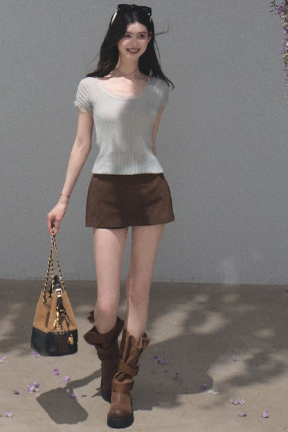 Maillard Retro Suede Skirt