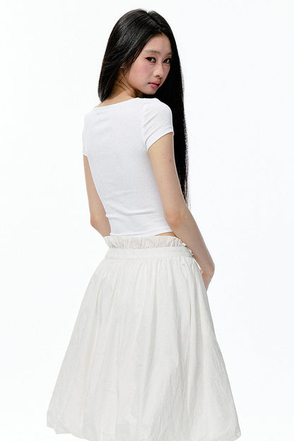 Pearl Rhinestone T-Shirt, Flower Bud Skirt and Pants Set-Up