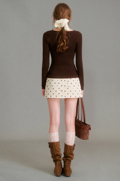 Polka Dot Denim Skirt