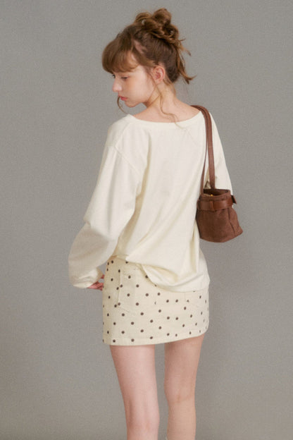 Polka Dot Denim Skirt