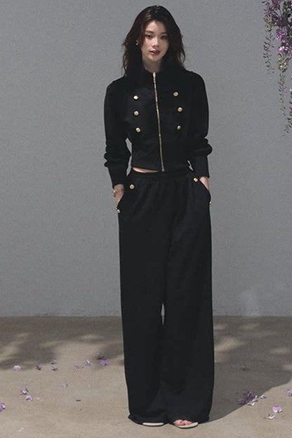 Jacket and Wide-Leg Pants Set-Up