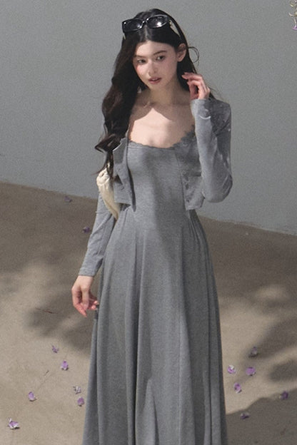Lyocell Lace Cardigan and Suspender Dress Set