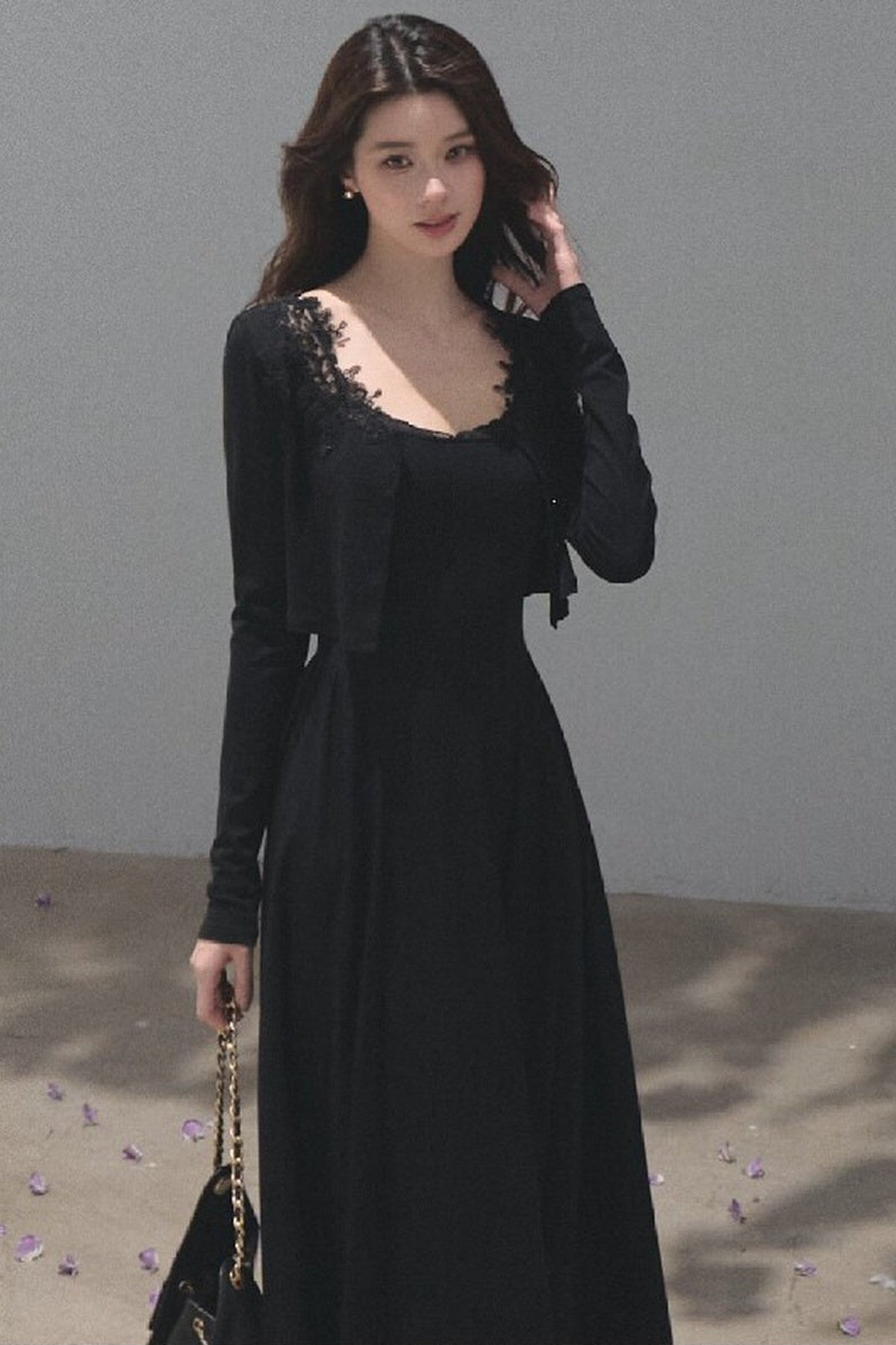 Lyocell Lace Cardigan and Suspender Dress Set