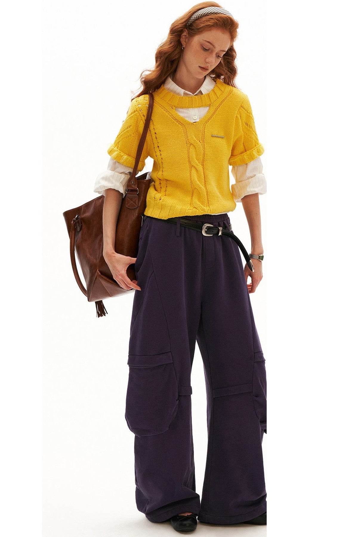 Puff Sleeve Hollow Out Knit Top