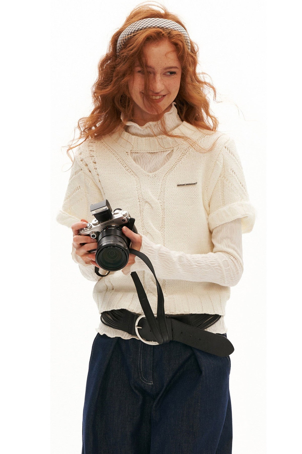 Puff Sleeve Hollow Out Knit Top