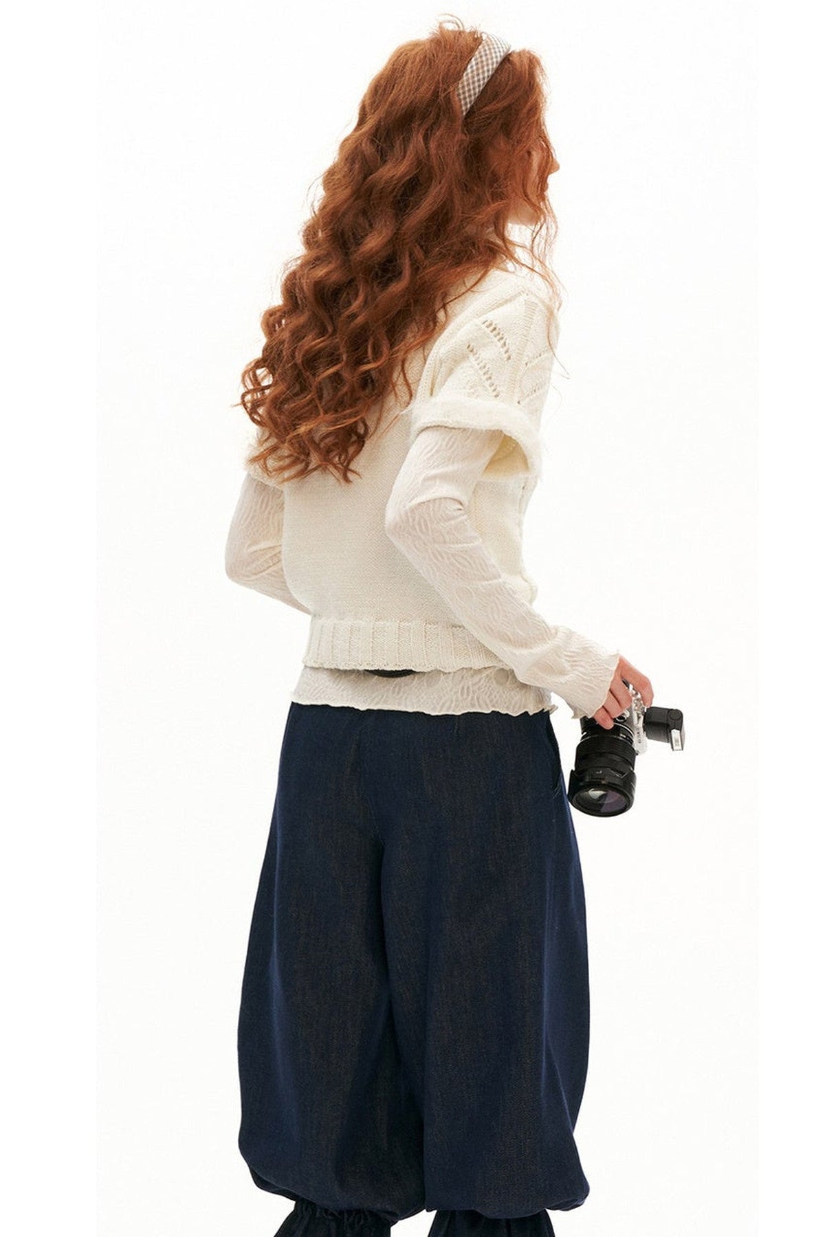 Puff Sleeve Hollow Out Knit Top