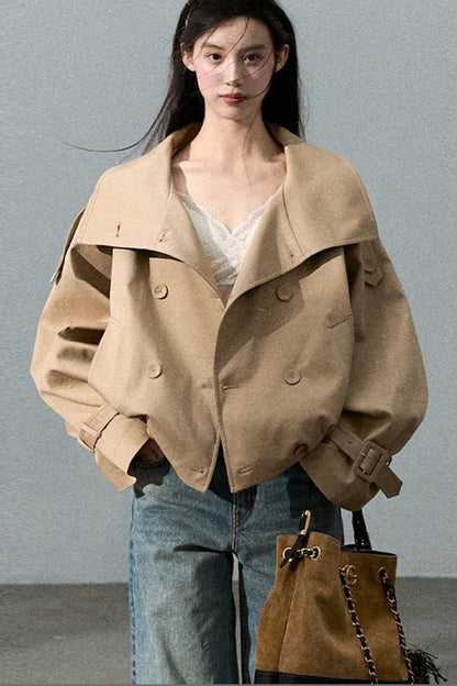 Knight-Style Oil-Waxed Leather Trench Jacket