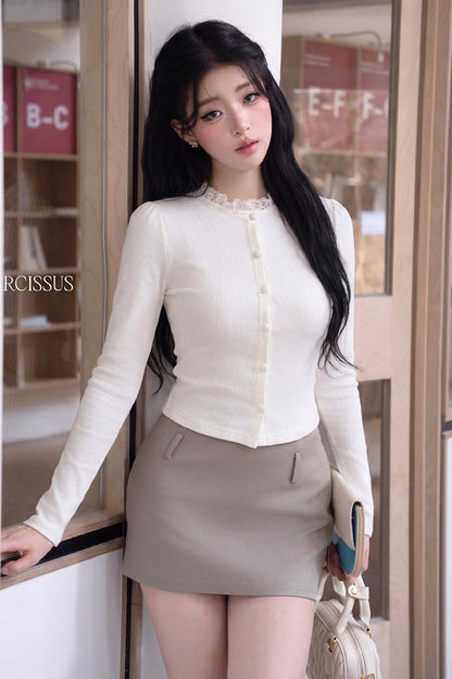 Korean Rich Girl Vest and Pleated Skirt Set-Up