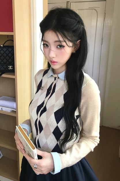 Collar Diamond Cardigan
