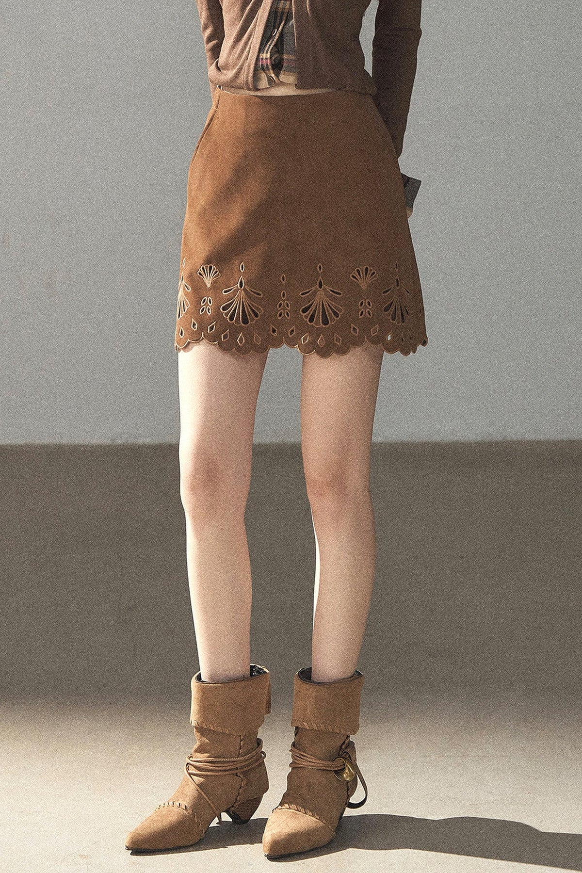 Palmblatt-Cut-out-Rock mit Oberteil und Jacke im Set