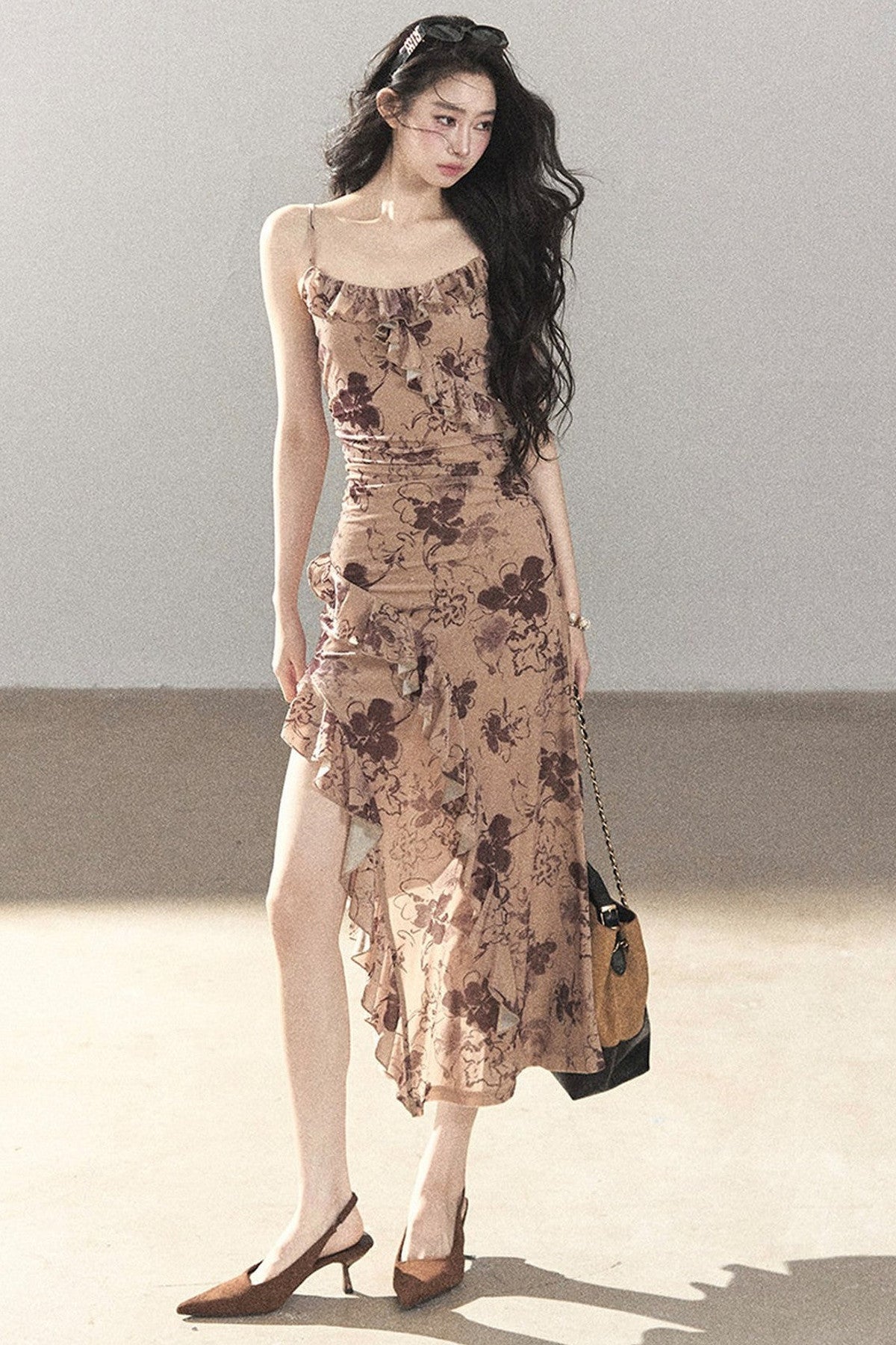 Vestido largo floral de tirantes finos