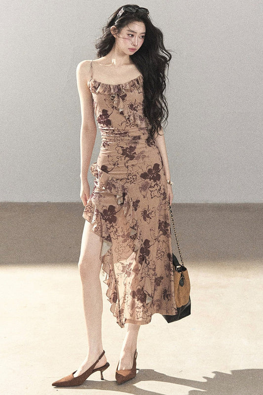 Floral Spaghetti Strap Long Dress