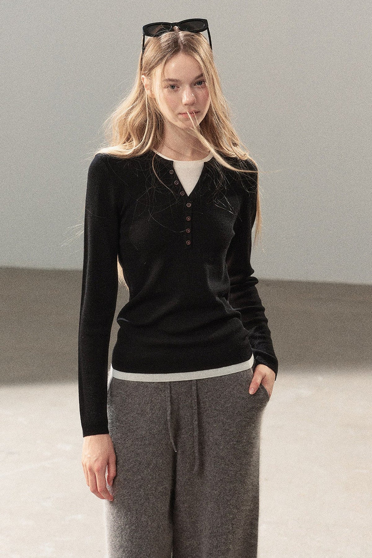 Layered-Look Knit Top Set