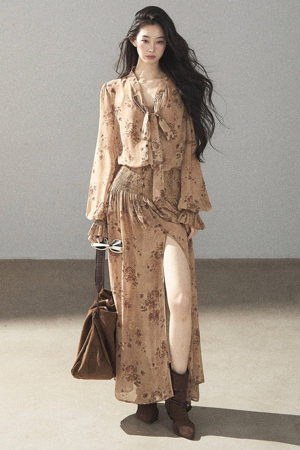 Floral Long Sleeve Dress Set