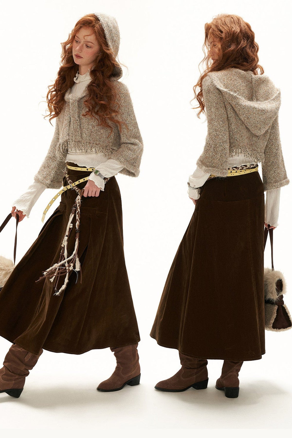 Pull à capuche texturé à nouer