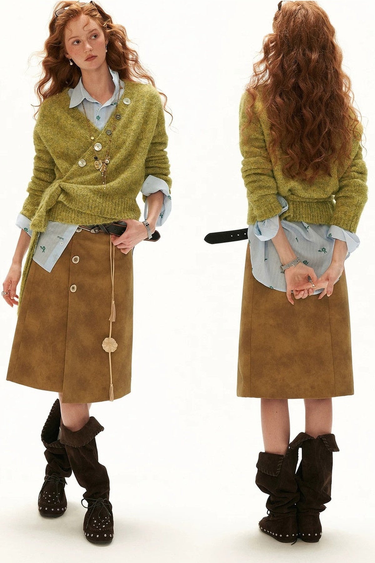 Pull en maille à boutons et liens croisés