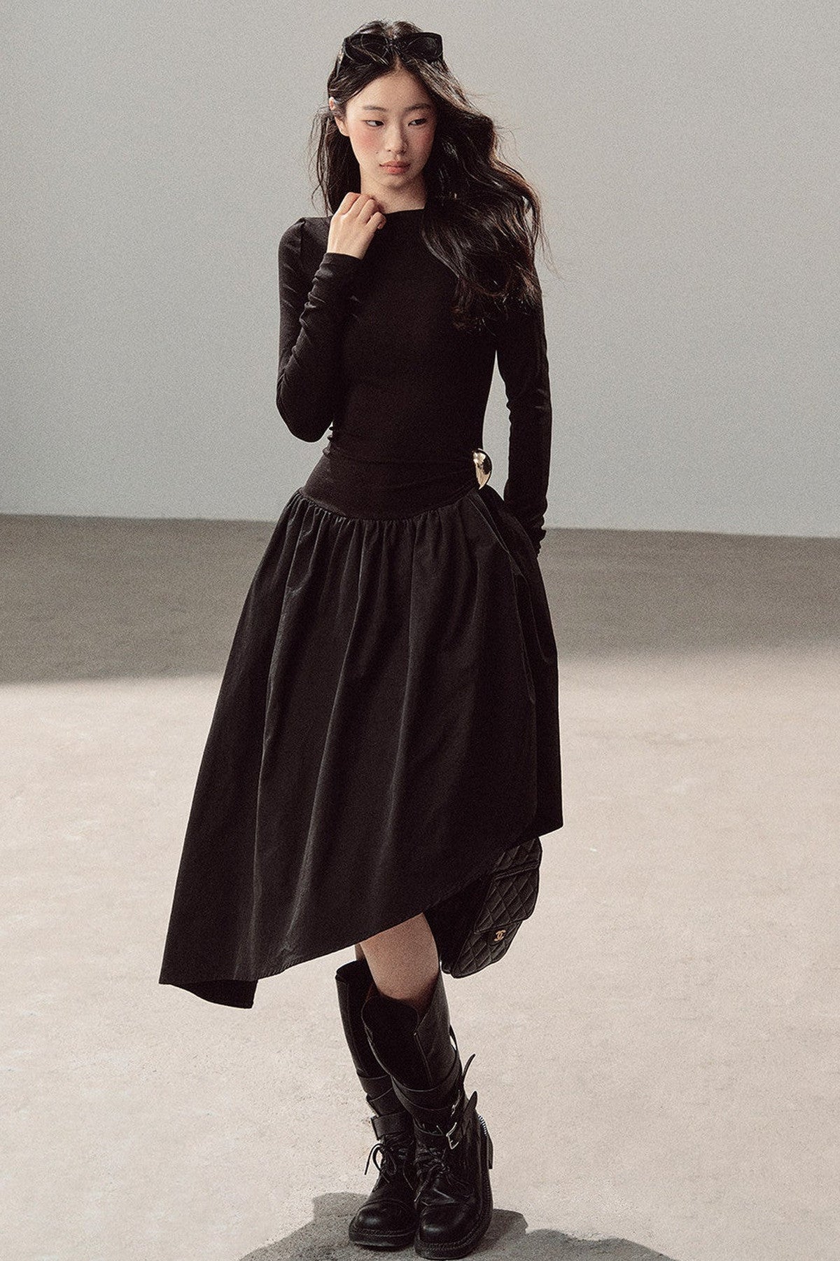 Black T-Shirt Patchwork Dress