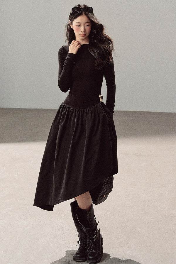 Black T-Shirt Patchwork Dress
