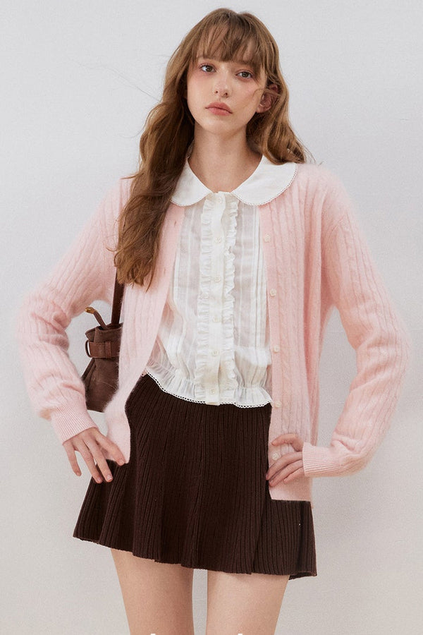 Cashmere Wool Cable Knit Cardigan