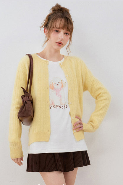 Cashmere Wool Cable Knit Cardigan