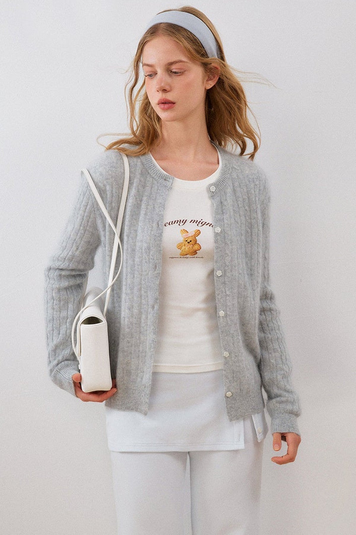 Cashmere Wool Cable Knit Cardigan