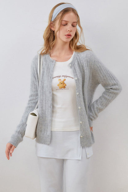 Cashmere Wool Cable Knit Cardigan