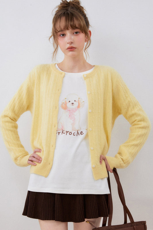 Cashmere Wool Cable Knit Cardigan