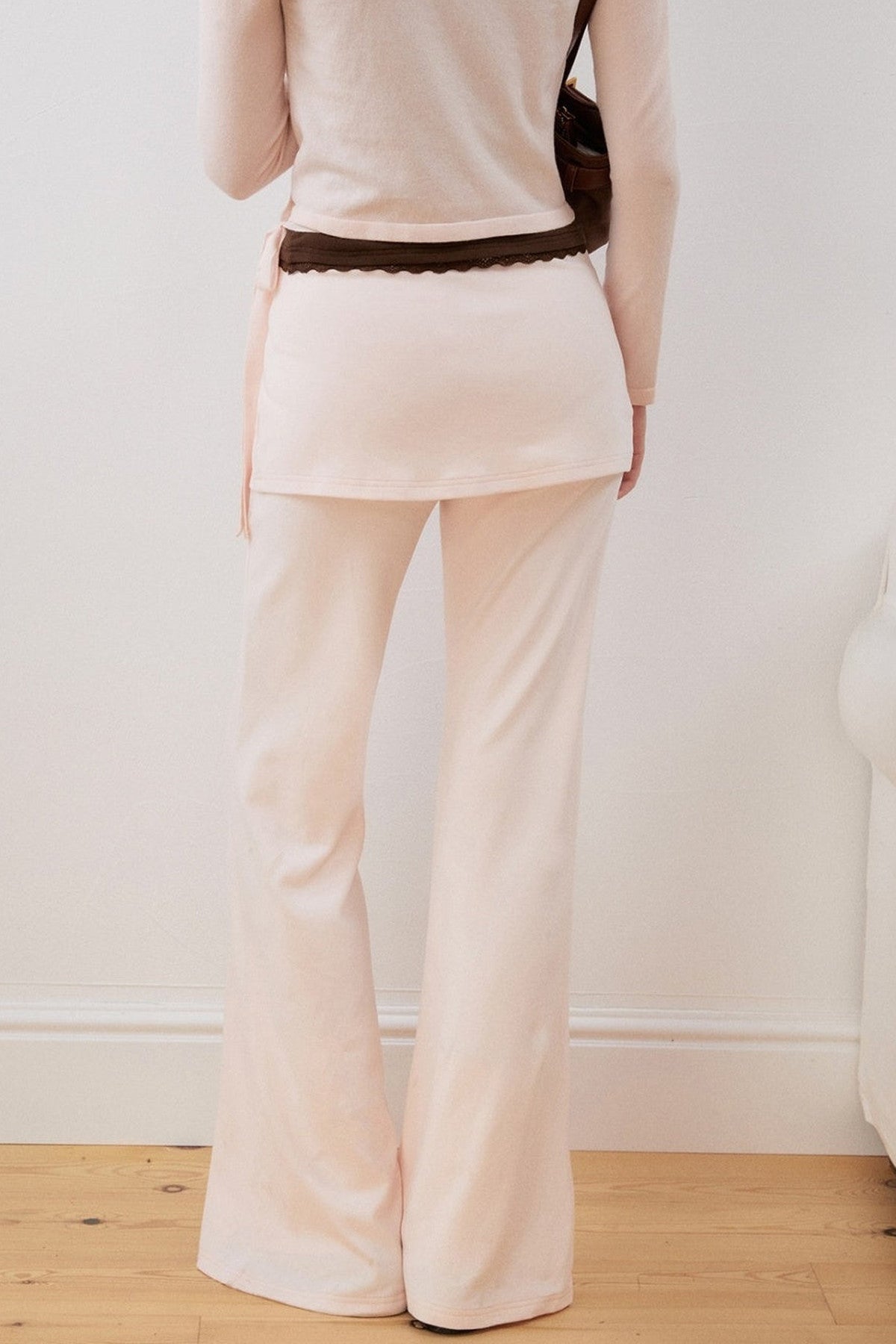 Layered-Look Slit Flared Pants