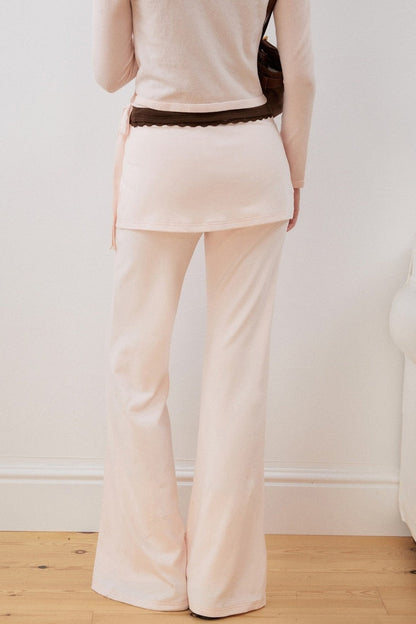 Layered-Look Slit Flared Pants