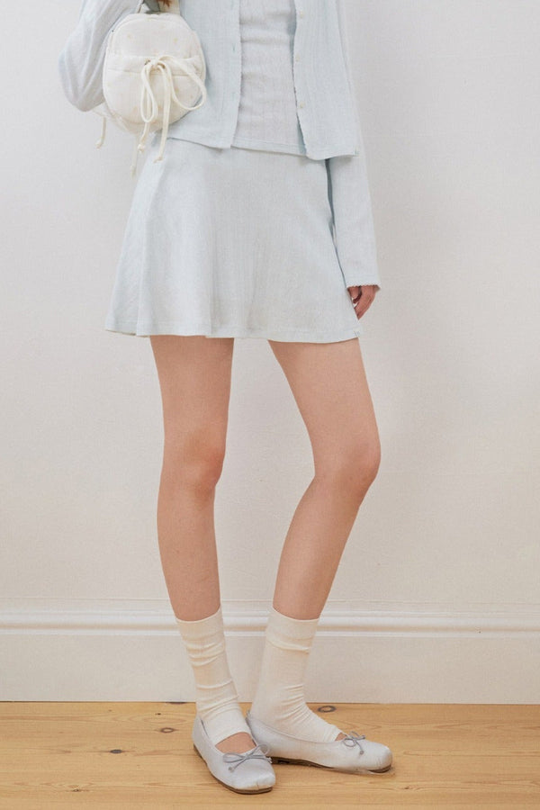 Lace Cut-Out Cardigan Cami A-Line Skirt Set-Up