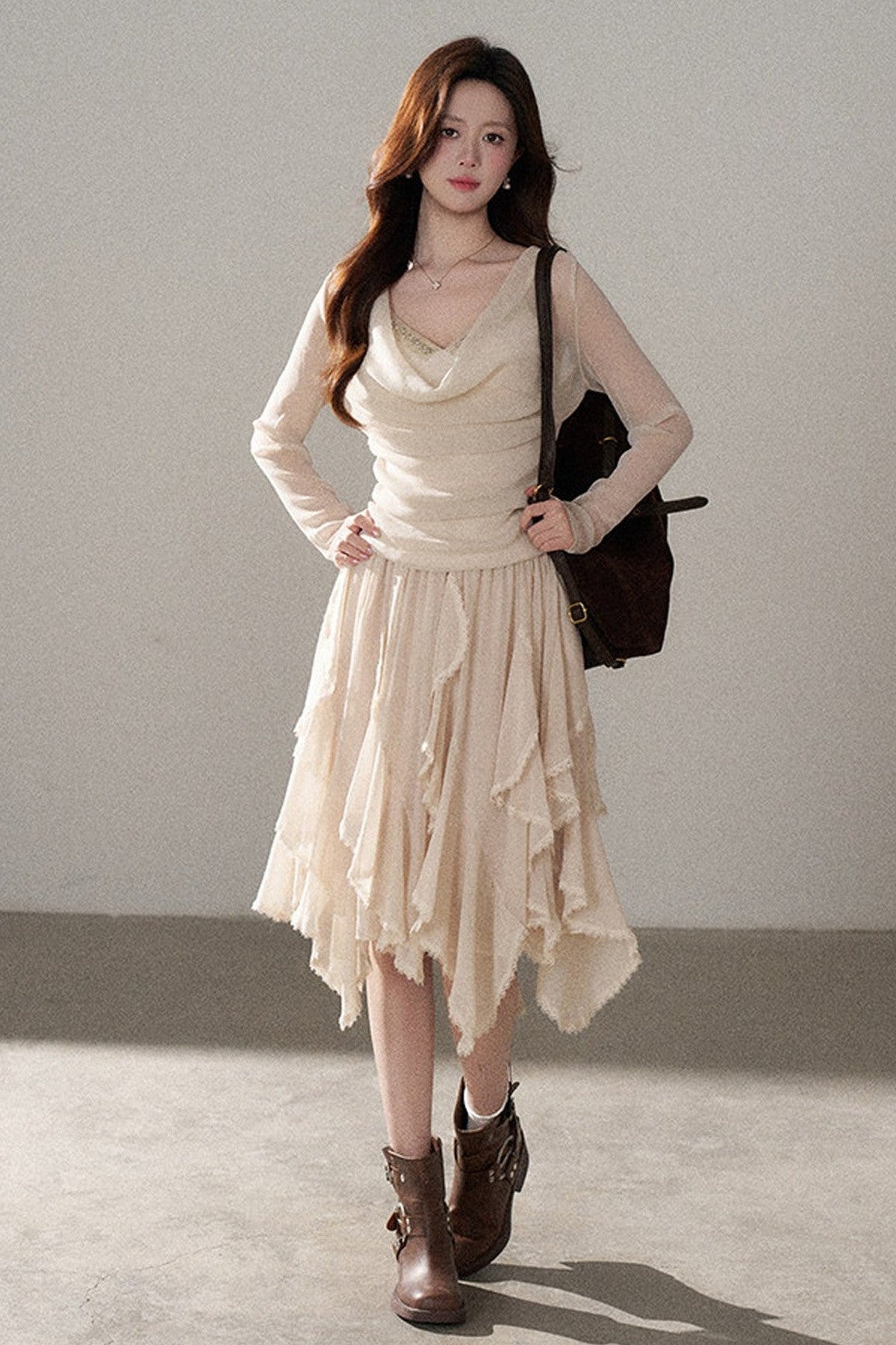 Off-Shoulder Rhinestone Knit Top and Skirt Set-Up