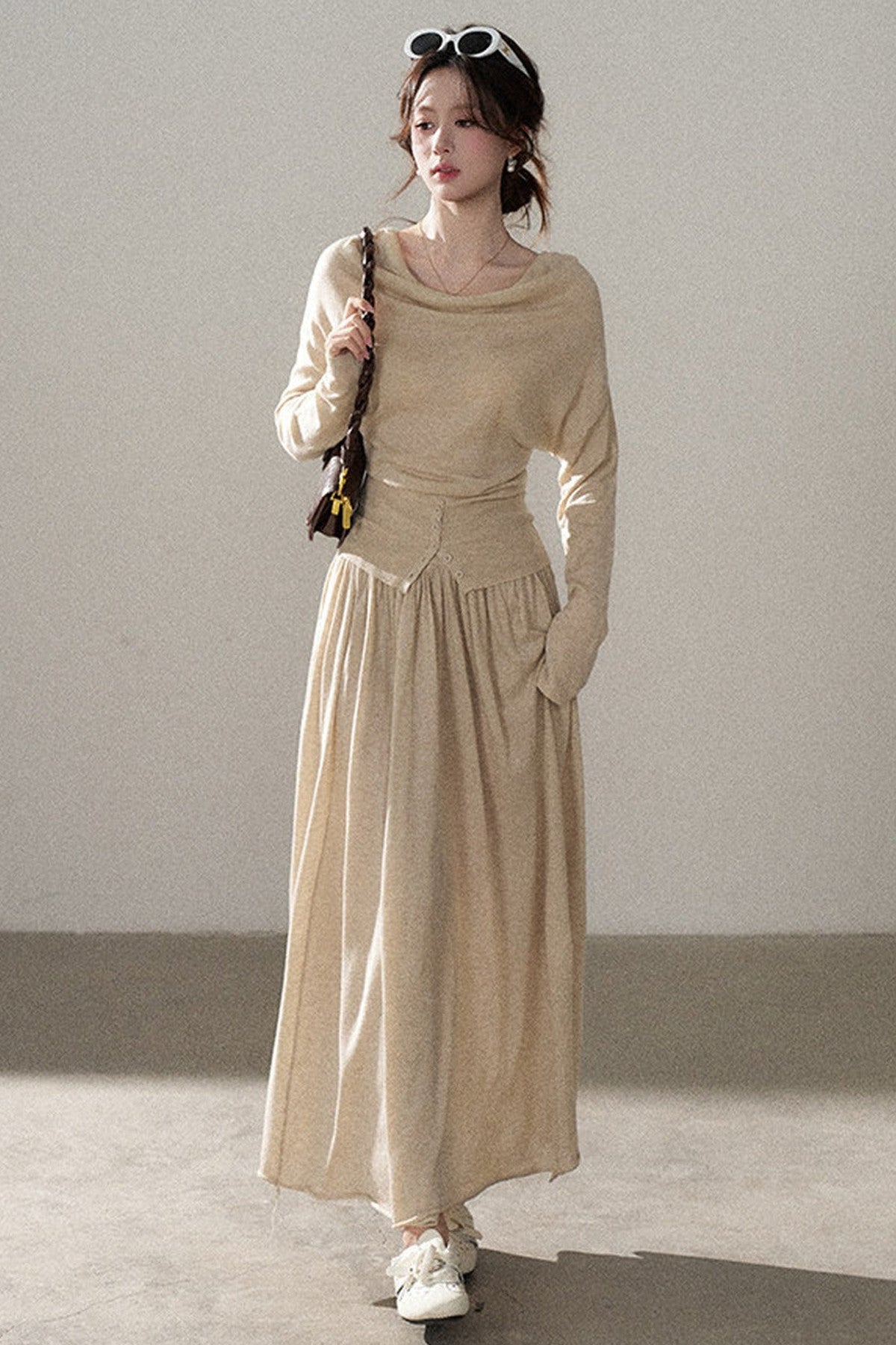 Long Sleeve Knit Top and Skirt Set