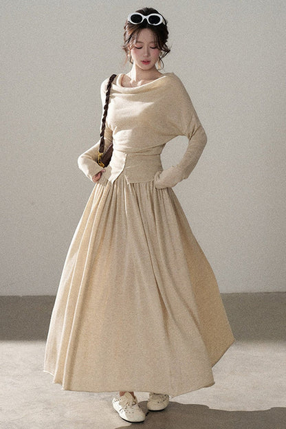 Long Sleeve Knit Top and Skirt Set