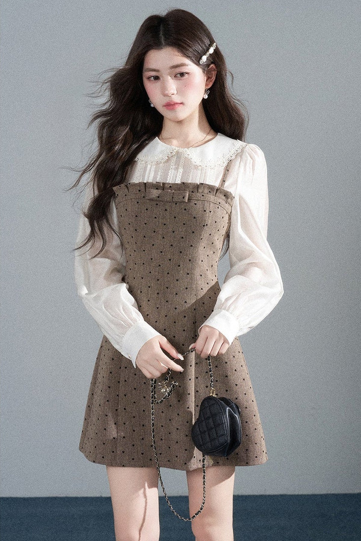 High-Waisted A-Line Polka Dot Dress