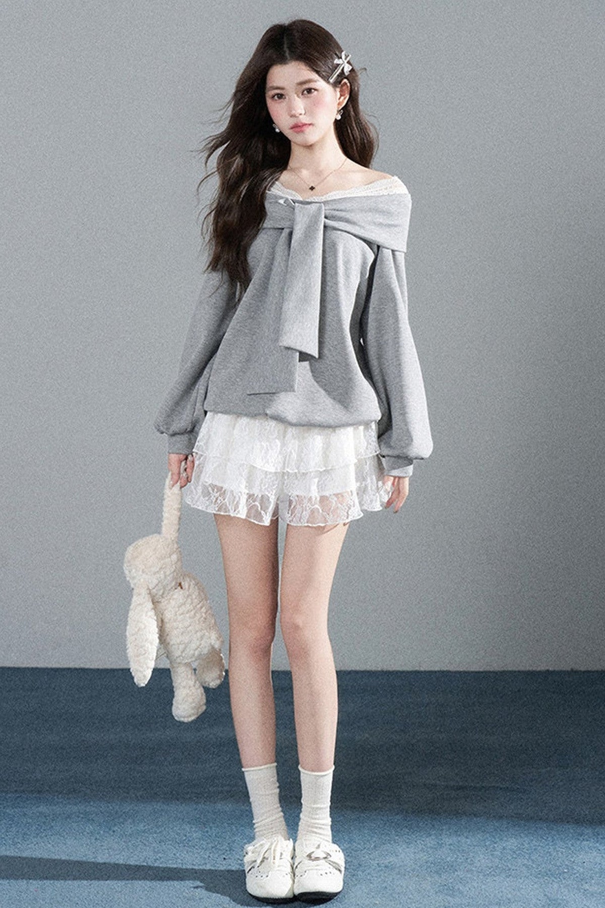 One-Shoulder Bow Lace A-Line Dress