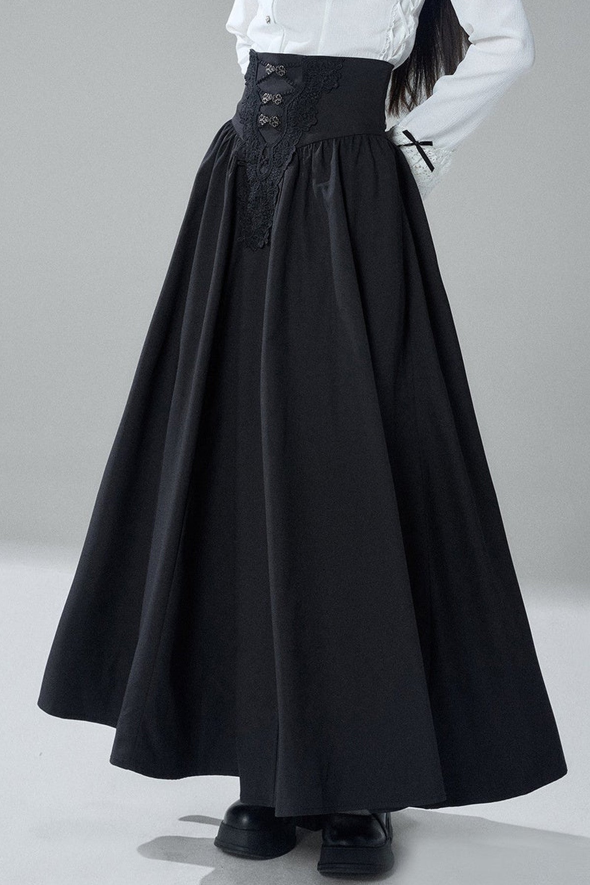 Gothic Black Skirt and White Shirt Set-Up