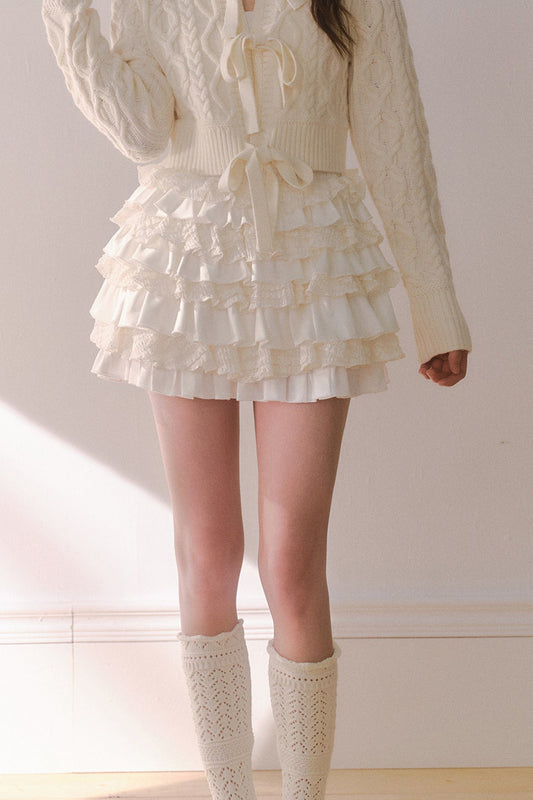 Satin Lace Multi-Layered Cake Skirt