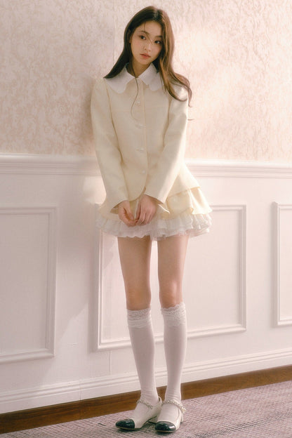 Satin Jacket and Multi-Layered Puffy Skirt Set-Up