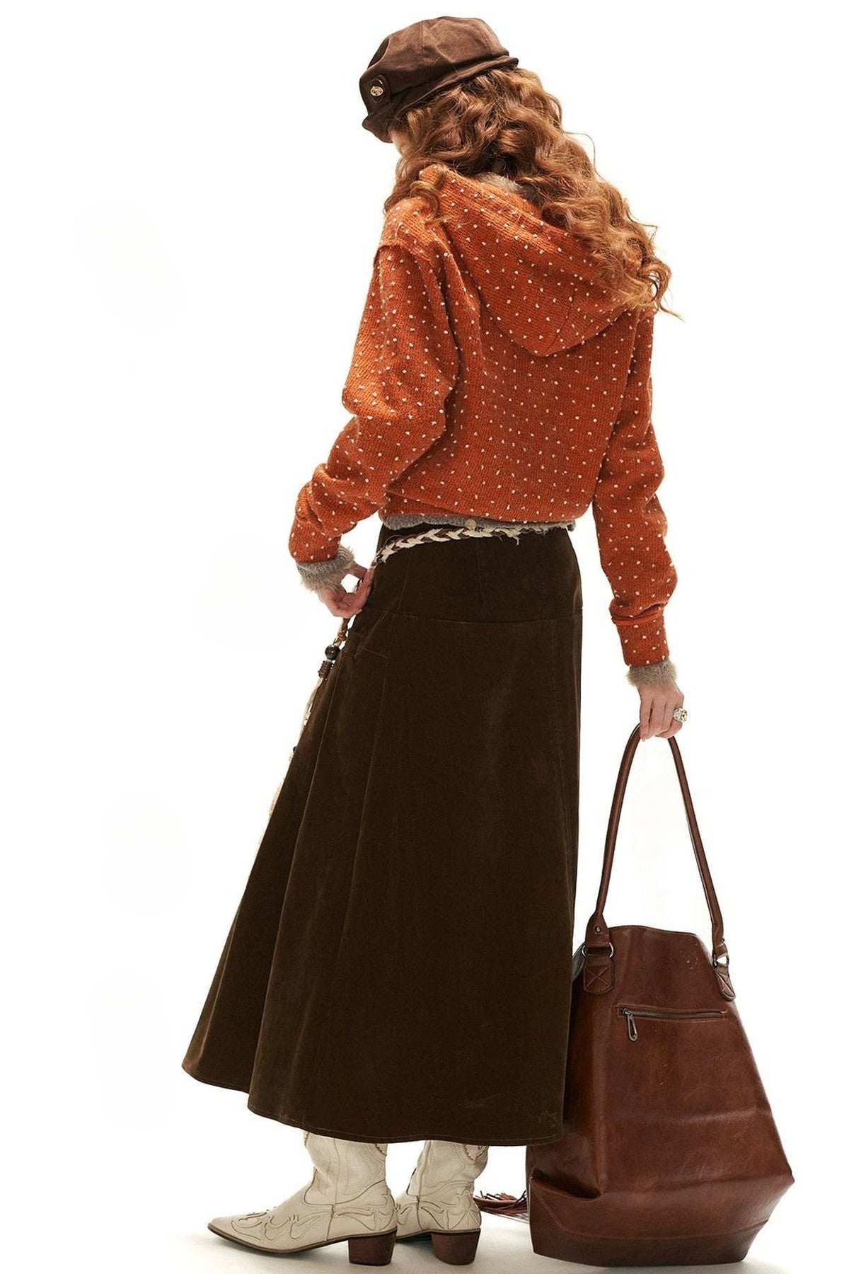 Cardigan à capuche zippé à pois