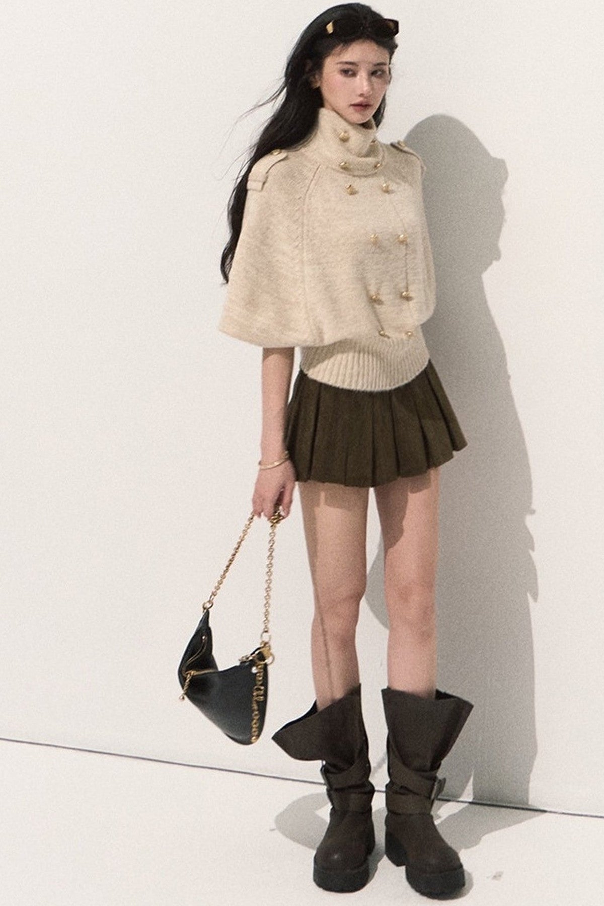 Wool Pullover Cape Shawl Coat