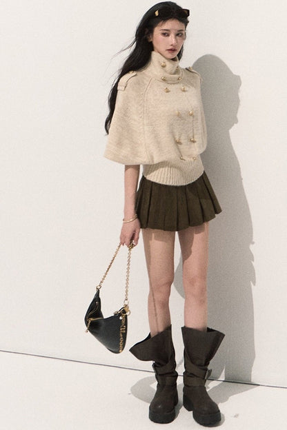 Wool Pullover Cape Shawl Coat