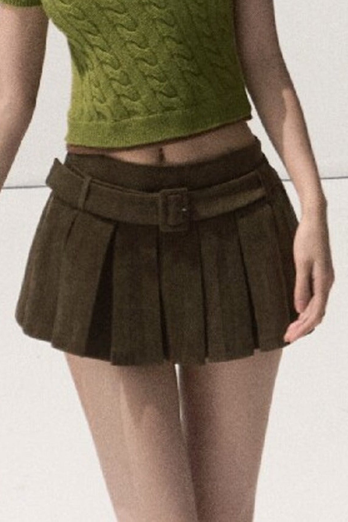 Lyocell High-Waisted Pleated Skirt