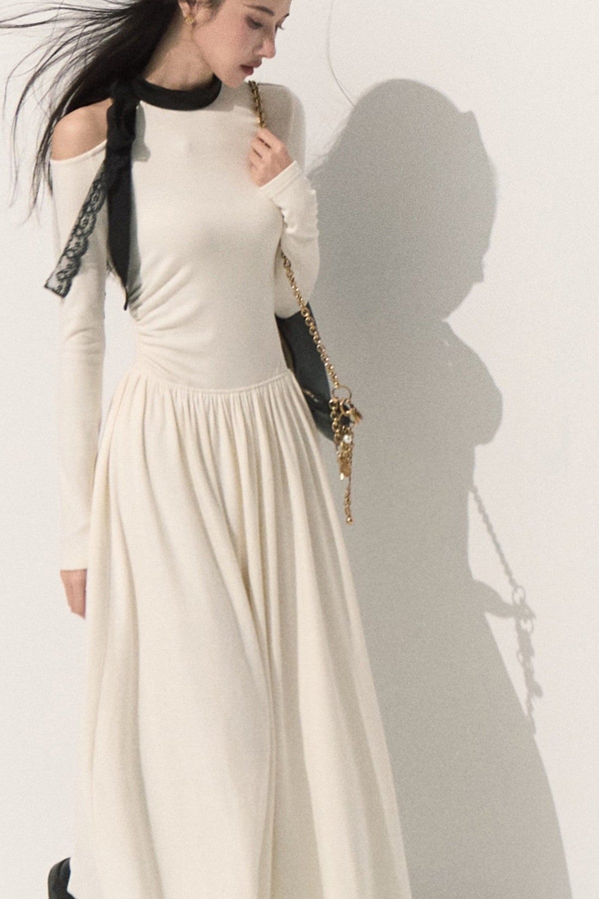 Robe en maille à manches longues