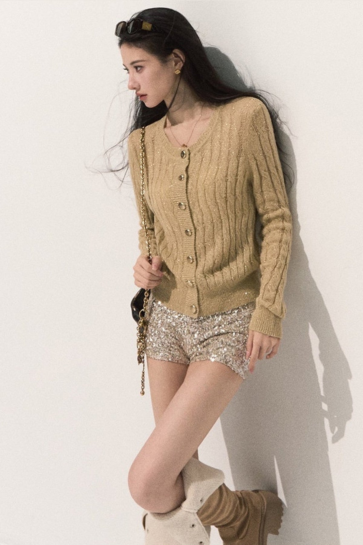 Wool Cable Knit Cardigan