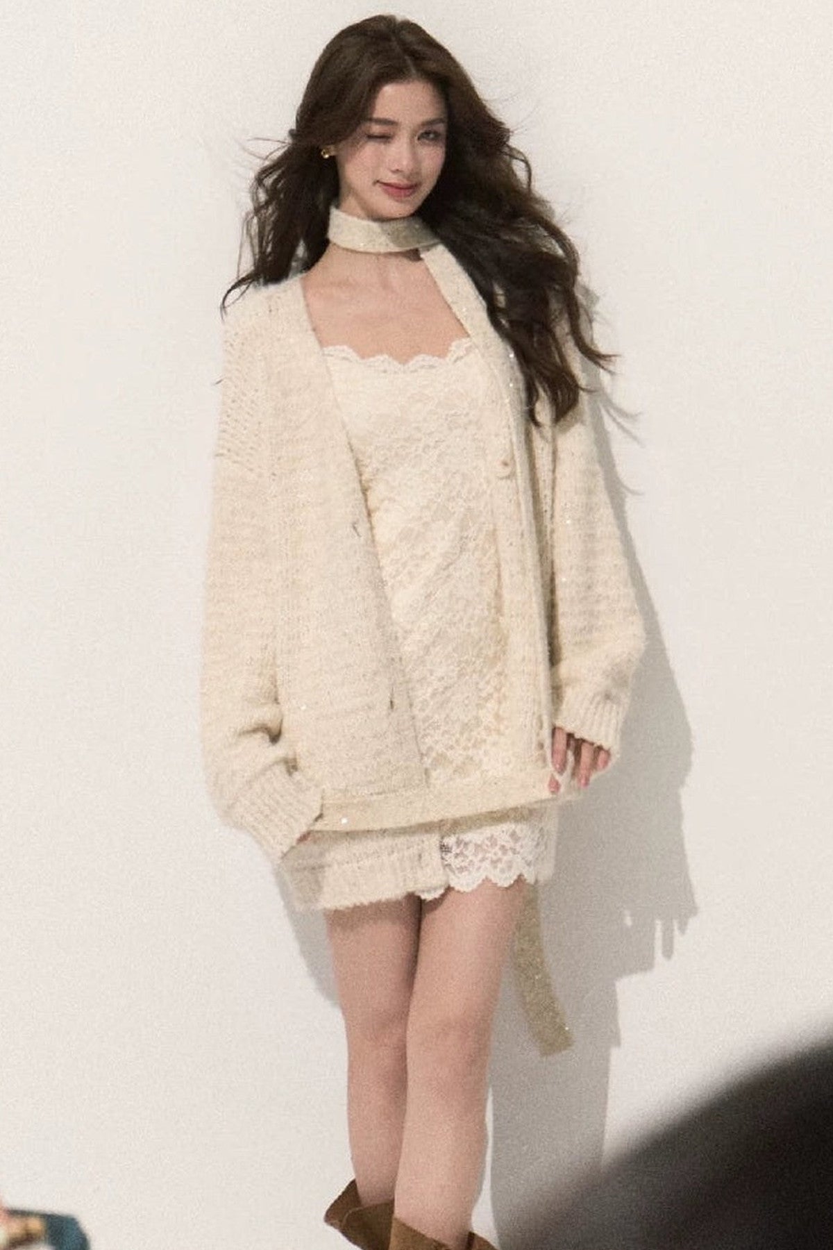 Cardigan en maille à sequins scintillants