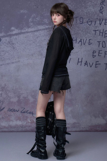 Street Graffiti Mesh Hooded Top